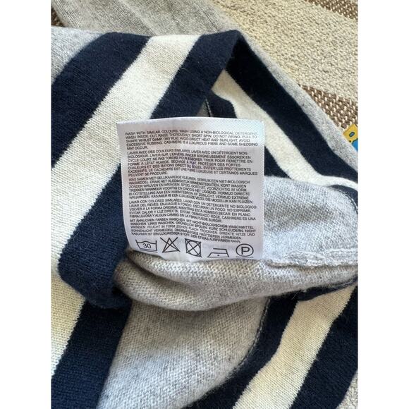 Jumper 1234 Cashmere Crew Neck Stripe Sweater Women’s Small 2 Gray Blue White - Picture 8 of 9